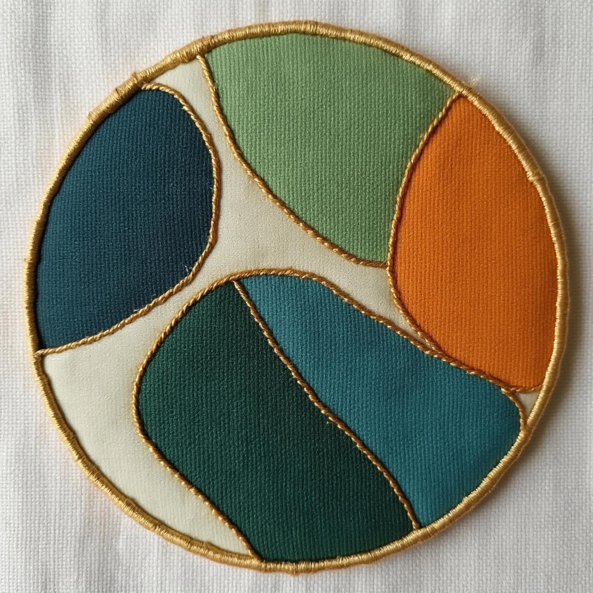 Close-up of embroidered modern patch on textile